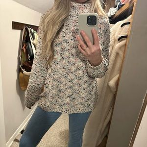 Oversized Confetti Turtle Neck Sweater